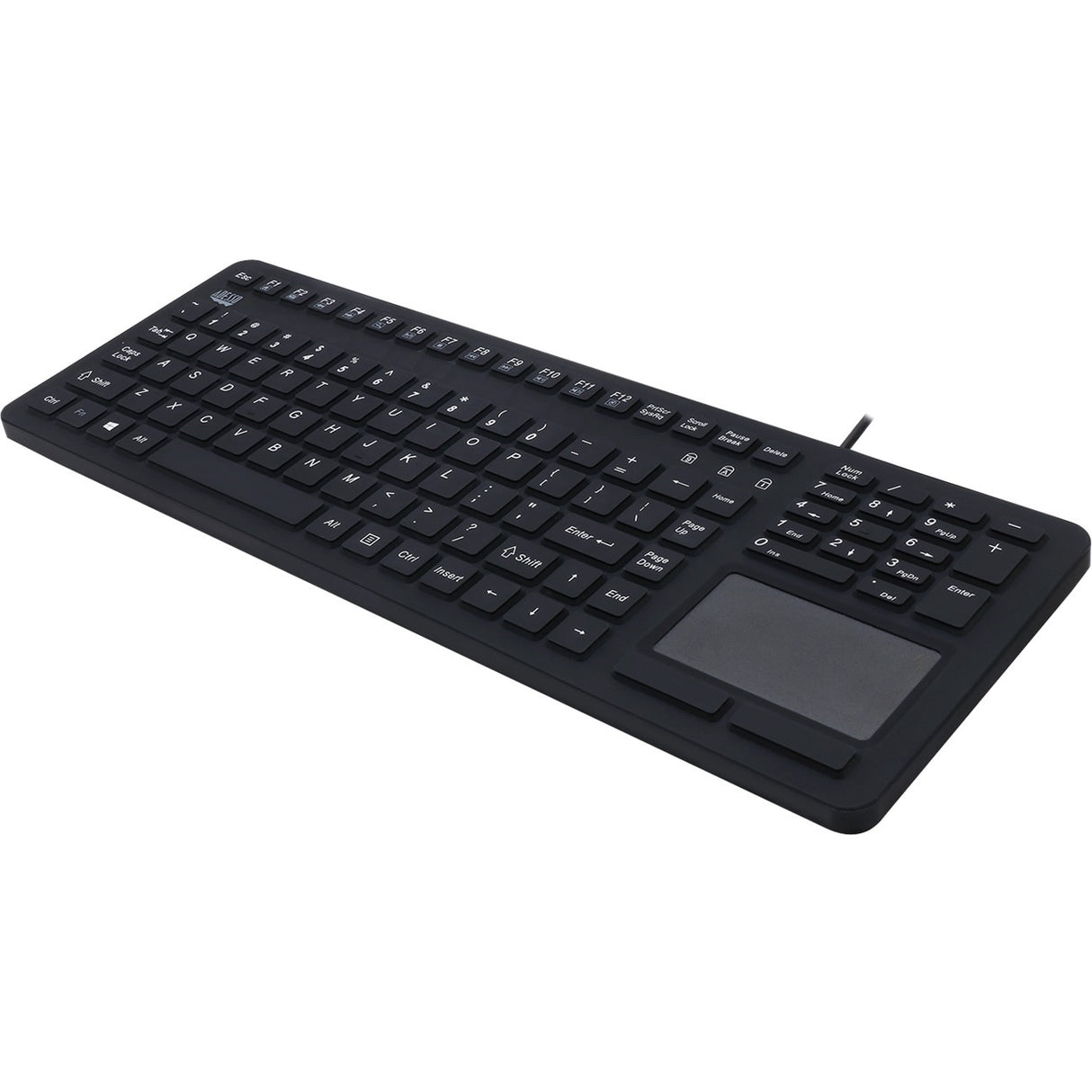 Adesso Antimicrobial Waterproof Touchpad Keyboard - Cable Connectivity - USB Interface - 108 Key Windows Key Hot Key(s) - English (US) - MAC - TouchPad - PC, Mac OS, iOS, Windows - Membrane Keyswitch ... - AKB-270UB