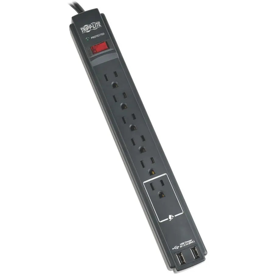 Tripp Lite Surge Protector Power Strip 120V USB 6 Outlet 6' Cord 990 Joule TAA - 6 x NEMA 5-15R - 1875 VA - 990 J - 120 V AC Input - 5 V DC Output - TAA Compliant - TLP606USBBTAA - eCommerce Business Prime