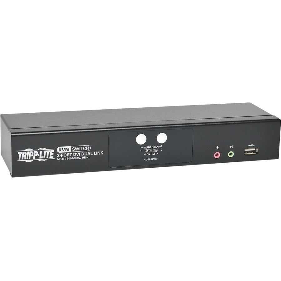 Tripp Lite KVM Switch 2-Port DVI Dual-Link / USB w/ Audio & 2x 6ft Cables - 2 Computer(s) - 1 Local User(s) - 2560 x 1600 - 6 x USB - 3 x DVI - Desktop - TAA Compliant - B004-DUA2-HR-K