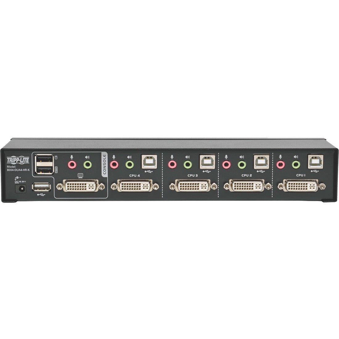 Tripp Lite KVM Switch 4-Port DVI Dual-Link / USB w/ Audio & 4x 6ft Cables - 4 Computer(s) - 1 Local User(s) - 2560 x 1600 - 8 x USB - 5 x DVI - Desktop - TAA Compliant - B004-DUA4-HR-K
