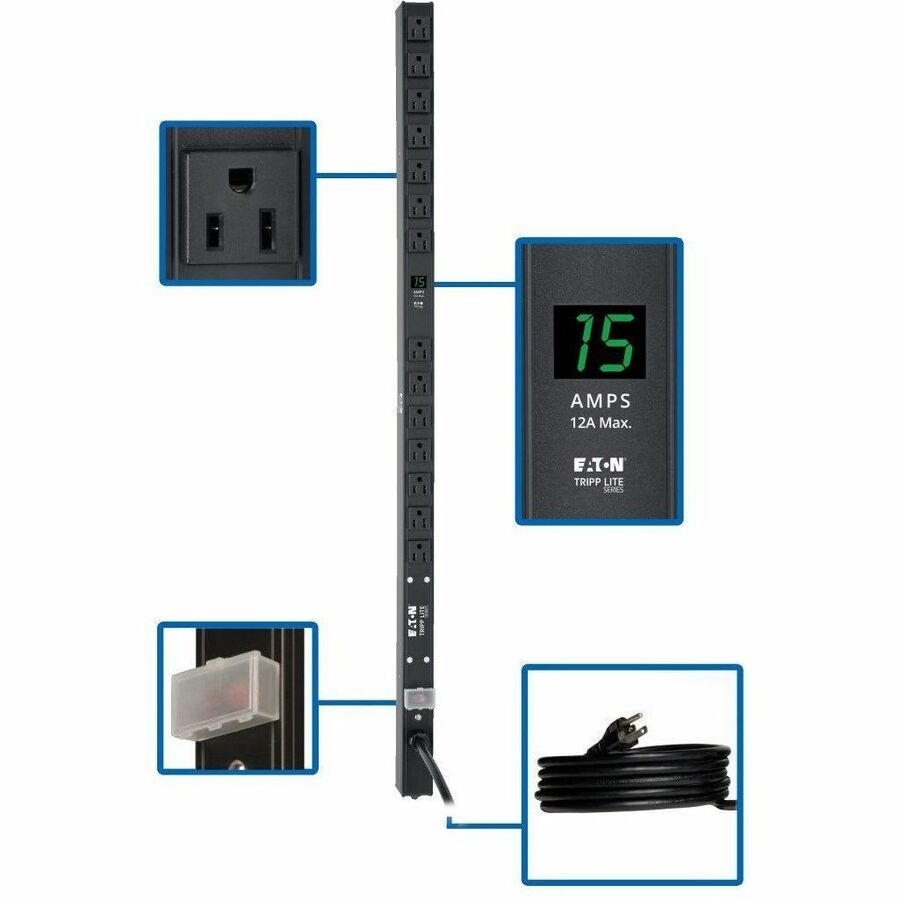 Tripp Lite PDU Metered 120V 15A 5-15R 14 Outlet 5-15P 36 Inch Height 0URM - NEMA 5-15P - 14 x NEMA 5-15R - PDUMV15-36