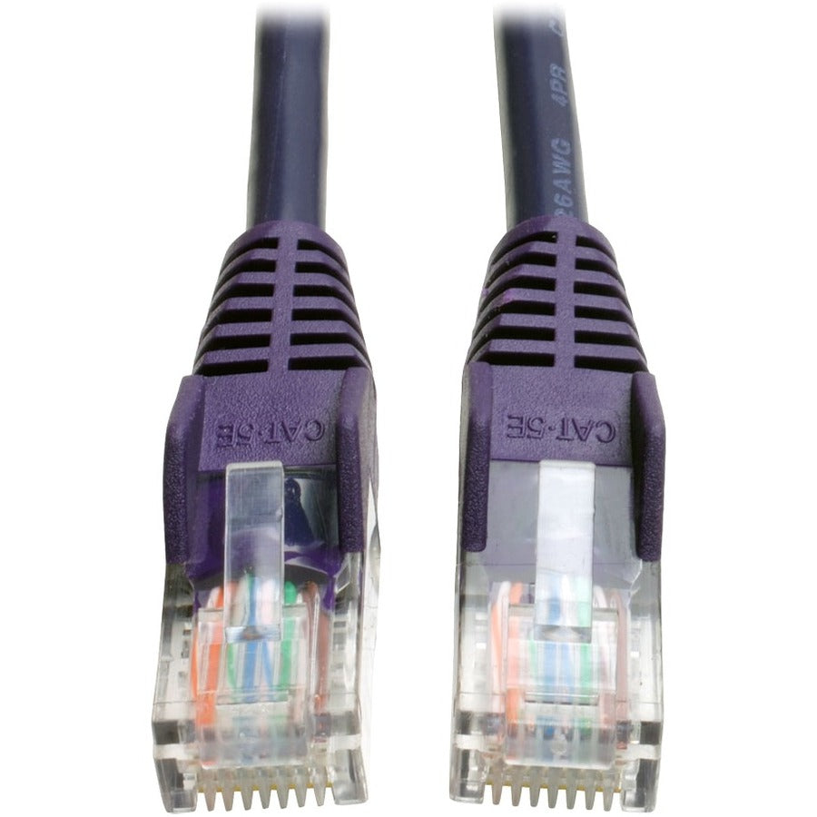 Tripp Lite 10ft Cat5e Cat5 Snagless Molded Patch Cable RJ45 M/M Purple 10' - 10 ft Category 5e Network Cable for Network Device - First End: 1 x RJ-45 Network - Male - Second End: 1 x RJ-45 Network - ... - N001-010-PU