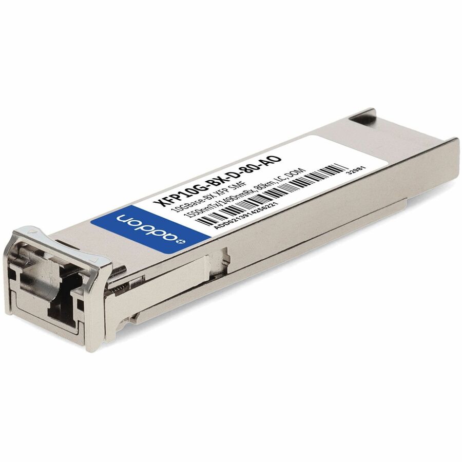 AddOn Cisco XFP10G-BX-D-80 Compatible TAA Compliant 10GBase-BX XFP Transceiver (SMF, 1550nmTx/1490nmRx, 80km, LC, DOM) - 100% compatible and guaranteed to work - XFP10G-BX-D-80-AO
