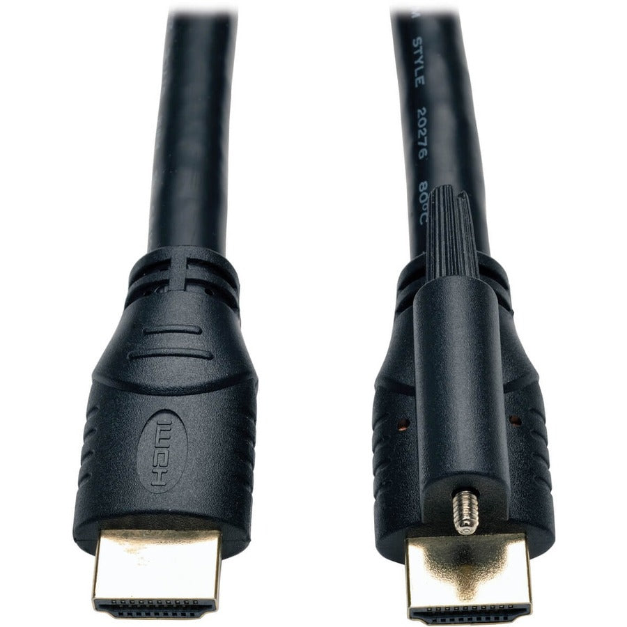Tripp Lite 15ft High Speed HDMI Cable with Ethernet and Locking Connector Ultra HD 4K x 2K M/M 15' - HDMI for Audio/Video Device, Monitor, TV - 1.28 GB/s - 15 ft - 1 x HDMI Male Digital Audio/Video - - P569-015-LOCK