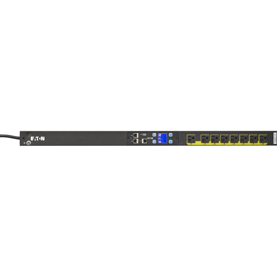 Eaton Managed Rack PDU 1.92 kW max 120V 16A 0U 8 Outlet Single-Phase PDU - Switched - NEMA 5-20P, NEMA L5-20P - 8 x NEMA 5-20R - 120 V AC - 1920 W - Network (RJ-45) - 21U - Vertical - EMA113-10