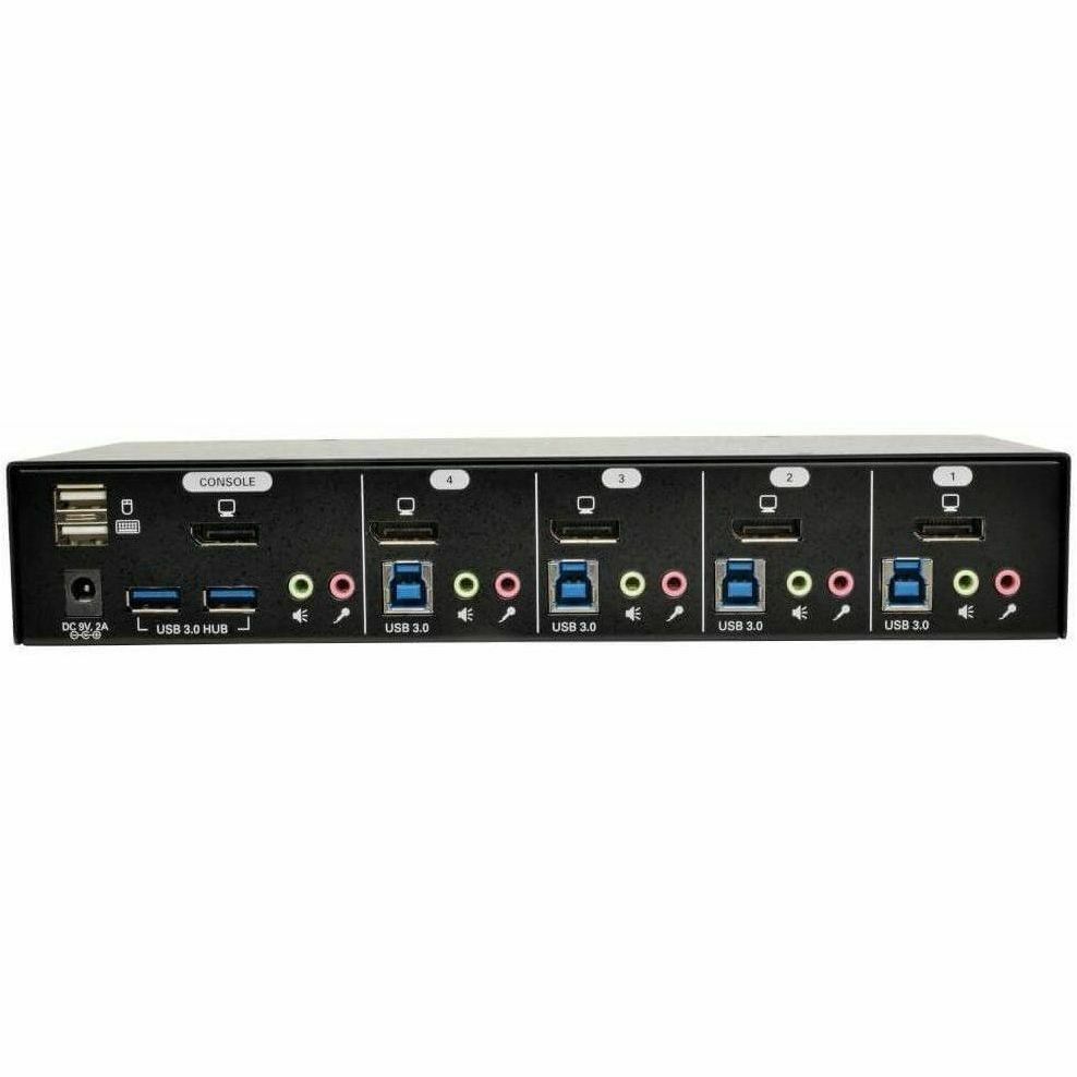 Tripp Lite 4-Port DisplayPort KVM Switch w/Audio, Cables and USB 3.0 SuperSpeed Hub - 4 Computer(s) - 1 Local User(s) - 2560 x 1600 - 8 x USB - 5 x DisplayPort - B004-DPUA4-K