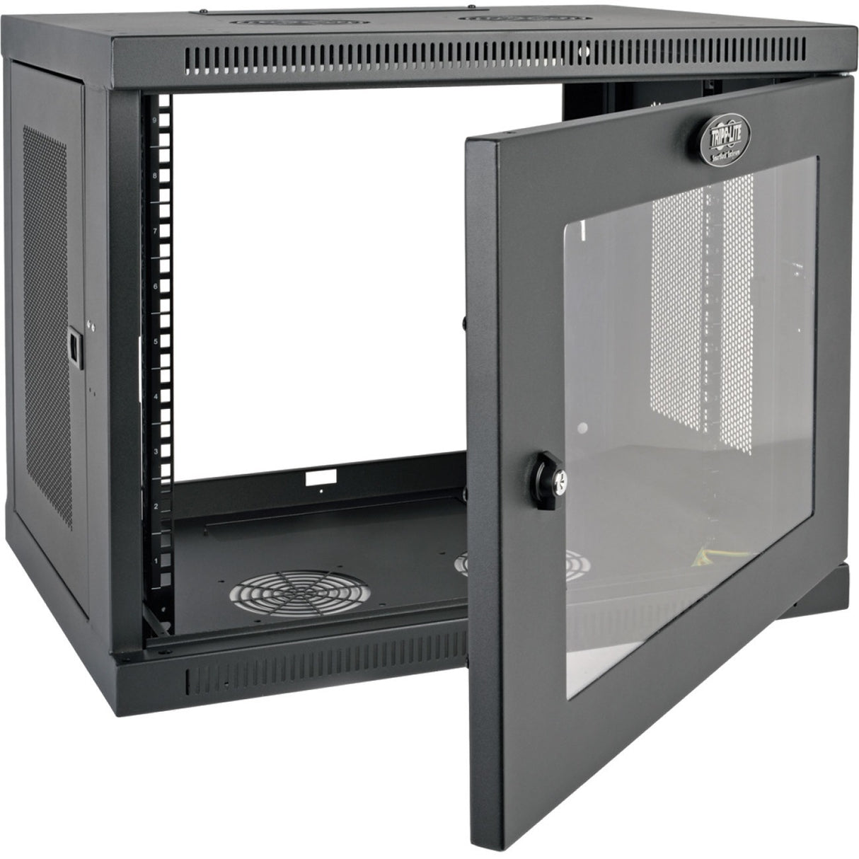 Tripp Lite 9U Wall Mount Rack Enclosure Server Cabinet w/ Acrylic Glass Front Door - For LAN Switch - 9U Rack Height x 19" Rack Width x 16.50" Rack Depth - Wall Mountable - Black - Plexiglass - 200 lb - SRW9UG