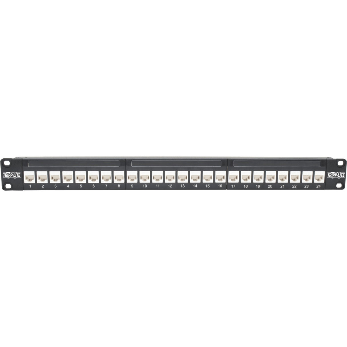 Tripp Lite 24-Port Cat6a Patch Panel Feedthrough Rackmount RJ45 Ethernet 1U - 24 Port(s) - 24 x RJ-45 - 1U High - Rack-mountable - N254-024-6A