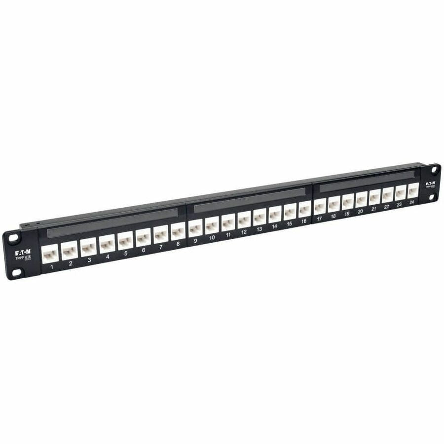 Tripp Lite 24-Port Cat6a Patch Panel Feedthrough Rackmount RJ45 Ethernet 1U - 24 Port(s) - 24 x RJ-45 - 1U High - Rack-mountable - N254-024-6A