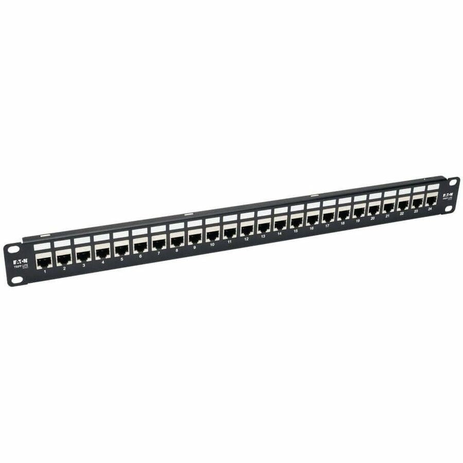 Tripp Lite 24-Port Cat6a Patch Panel Shielded Feedthrough Rackmount RJ45 1U - 24 Port(s) - 24 x RJ-45 - 1U High - Rack-mountable - N254-024-SH-6A