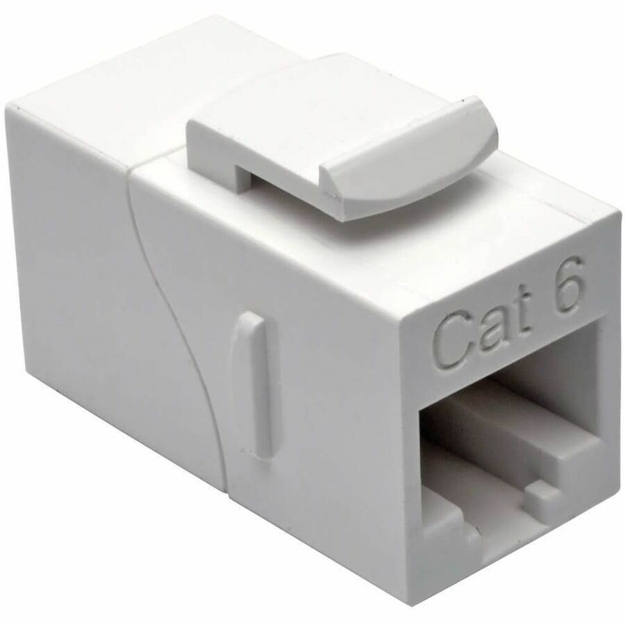 Tripp Lite Cat6 Straight-Through Modular In-Line Snap-In Coupler (RJ45 F/F), White - 1 x RJ-45 Network Female - 1 x RJ-45 Network Female - Gold Contact - White - TAA Compliant - N235-001-WH