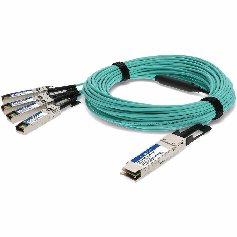 AddOn Cisco Compatible TAA Compliant 40GBase-AOC QSFP+ to 4xSFP+ Active Optical Cable (850nm, MMF, 20m) - 100% application tested and guaranteed to work - QSFP-4X10G-AOC20M-AO