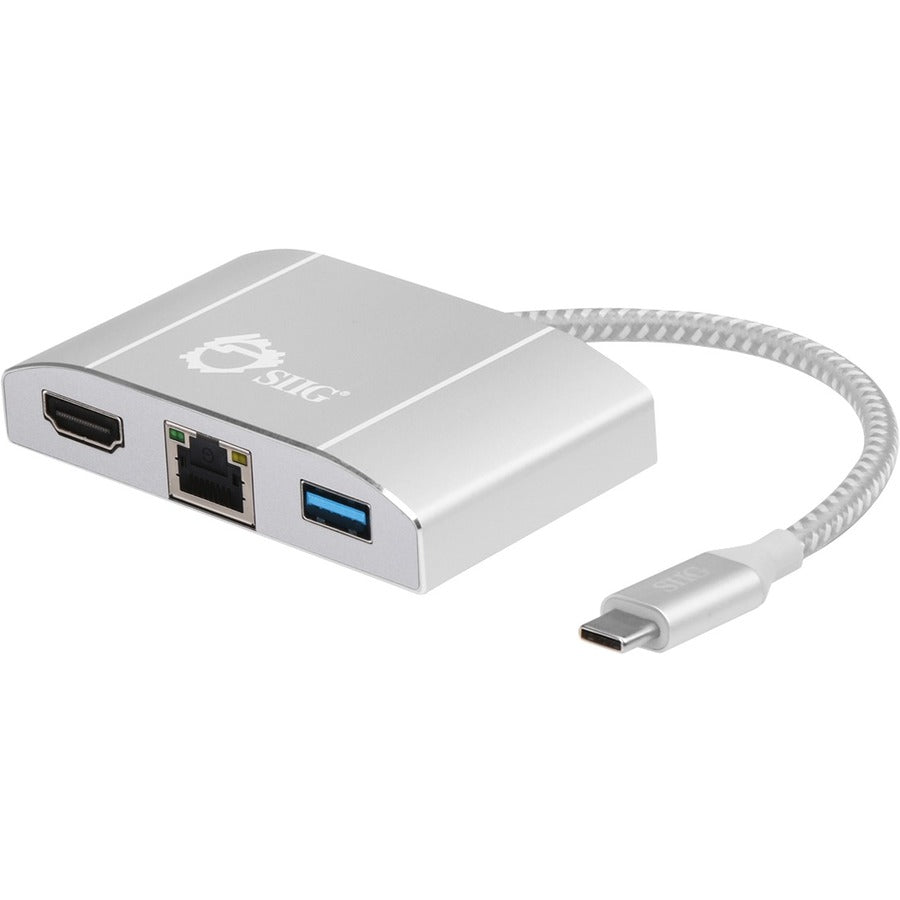 SIIG USB 3.1 Type-C LAN Hub with HDMI Adapter- 4K ready - AV/Data Transfer Cable for Notebook - First End: 1 x USB 3.1 Type C - Male - Second End: 1 x 19-pin HDMI Digital Audio/Video - Female, 1 x 8-p... - JU-H30712-S1
