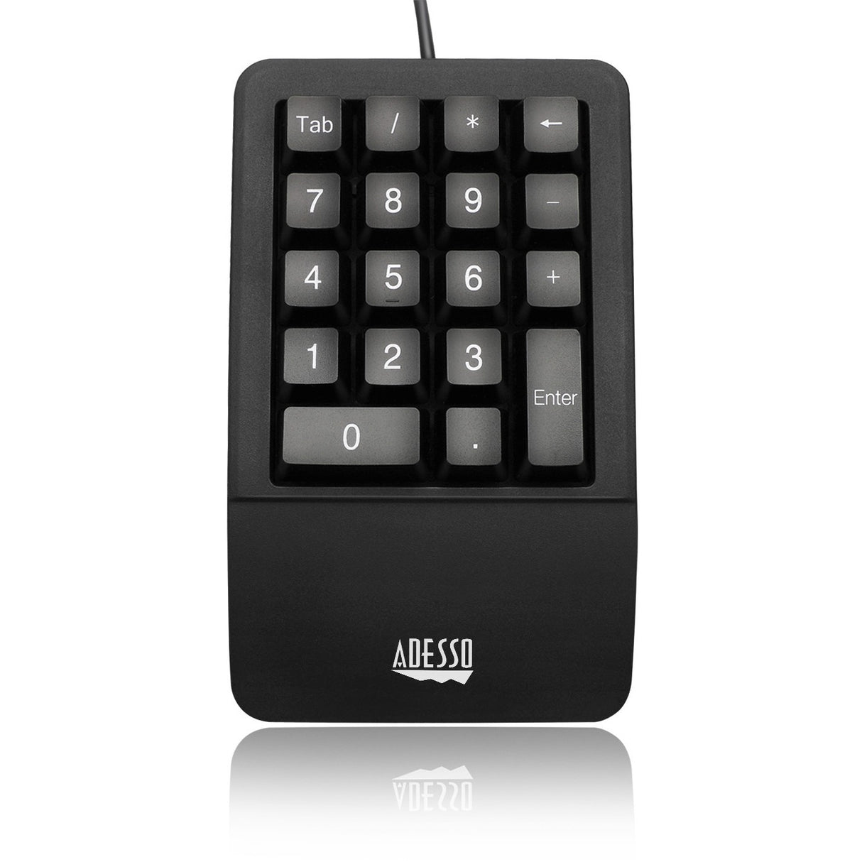 Adesso Antimicrobial Waterproof Numeric Keypad with Wrist Rest Support - Cable Connectivity - USB Interface - 18 Key - MAC - Windows, Mac OS - Membrane Keyswitch - Black - AKB-618UB