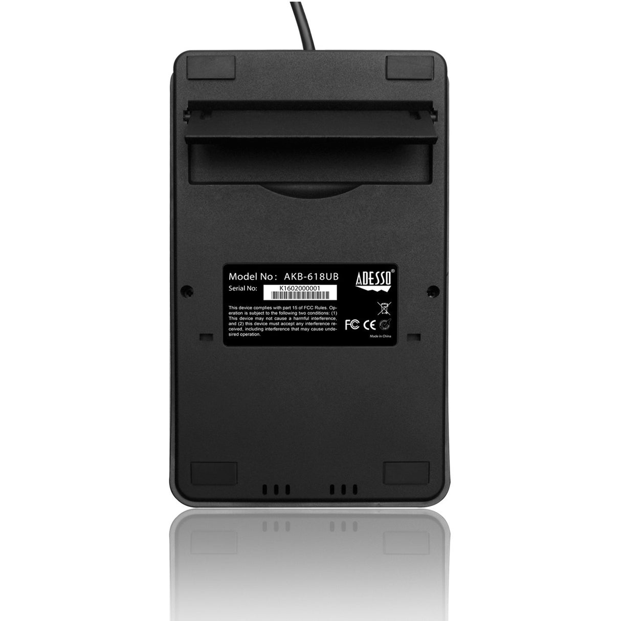 Adesso Antimicrobial Waterproof Numeric Keypad with Wrist Rest Support - Cable Connectivity - USB Interface - 18 Key - MAC - Windows, Mac OS - Membrane Keyswitch - Black - AKB-618UB