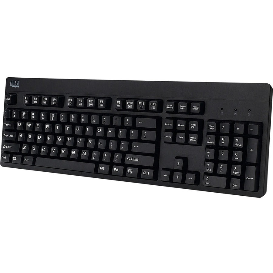 Adesso EasyTouch 630UB - Antimicrobial Waterproof Keyboard - Cable Connectivity - USB Interface - 104 Key Windows Key Hot Key(s) - English (US) - QWERTY Layout - MAC - Windows, Mac OS - Membrane Keysw... - AKB-630UB