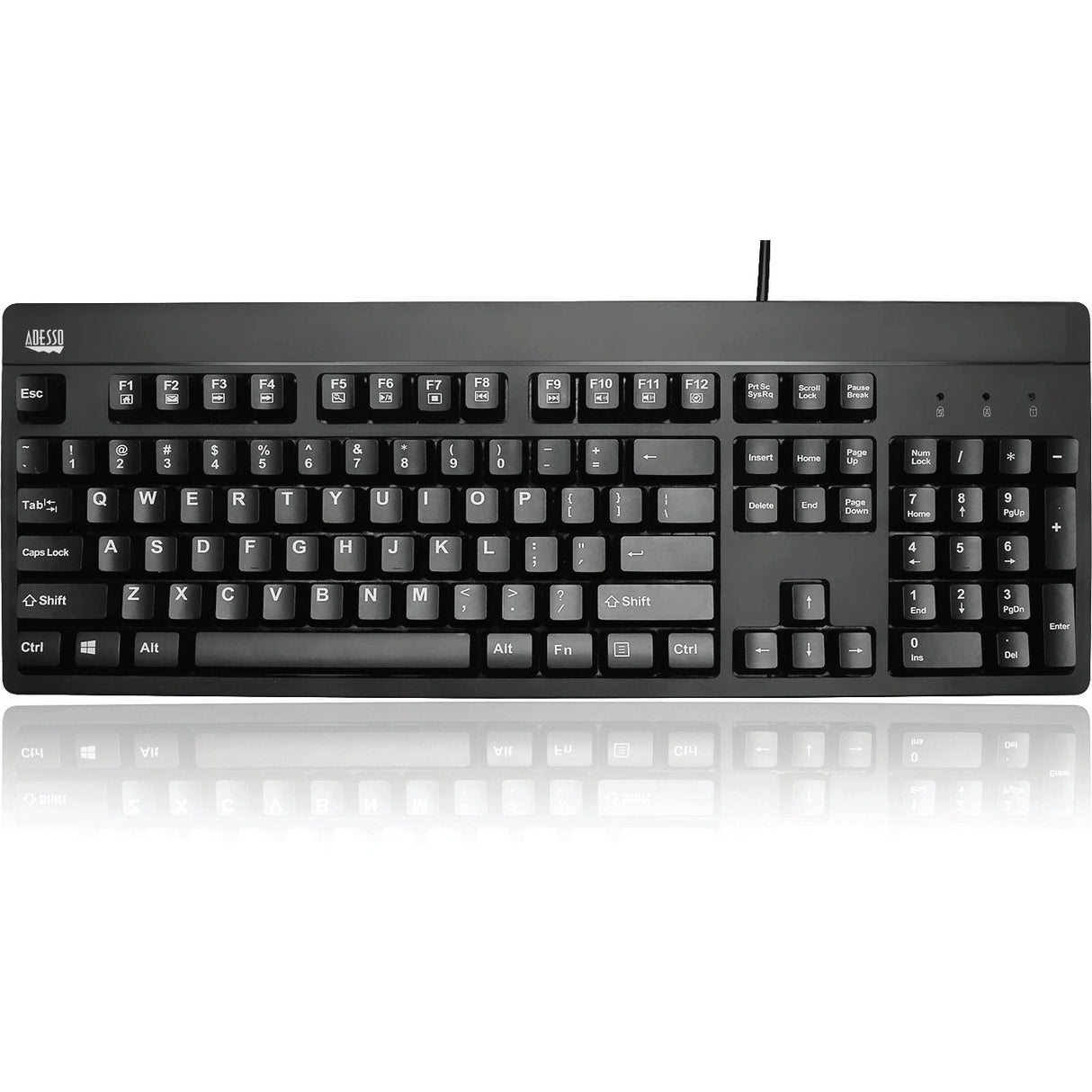 Adesso EasyTouch 630UB - Antimicrobial Waterproof Keyboard - Cable Connectivity - USB Interface - 104 Key Windows Key Hot Key(s) - English (US) - QWERTY Layout - MAC - Windows, Mac OS - Membrane Keysw... - AKB-630UB