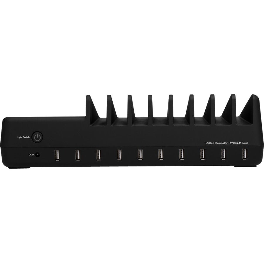 10-Port USB Charging Station with Ambient Light Deck - 90 W - 120 V AC, 230 V AC Input - 5 V DC/2.40 A Output - AC-PW1314-S1