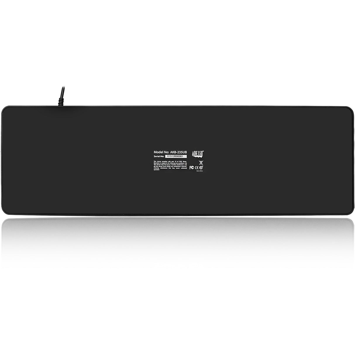 Adesso Antimicrobial Waterproof Desktop Keyboard - Cable Connectivity - USB Interface - 104 Key - English (US) - QWERTY Layout - Computer, MAC - TouchPad - PC, Windows, Mac OS - Membrane Keyswitch - Black