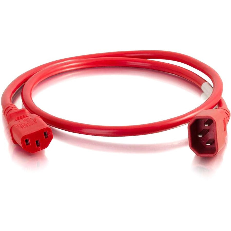 C2G 2ft 18AWG Power Cord (IEC320C14 to IEC320C13) -Red - For PDU, Switch, Server - 250 V AC10 A - Red - 2 ft Cord Length - 17481