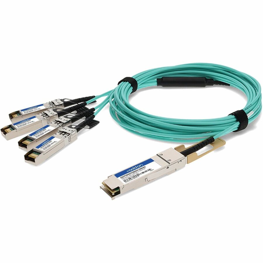 AddOn MSA and TAA Compliant 100GBase-AOC QSFP28 to 4xSFP28 Direct Attach Cable (850nm, MMF, 10m) - 100% compatible and guaranteed to work - QSFP284SFP28AOC10MAO