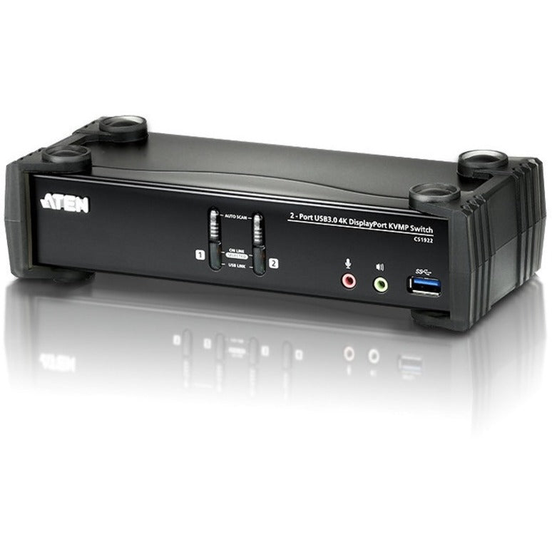 ATEN 2-Port USB 3.0 4K DisplayPort KVMP Switch-TAA Compliant - 2 Computer(s) - 1 Local User(s) - 4096 x 2160 - 6 x USB - 3 x DisplayPort - CS1922