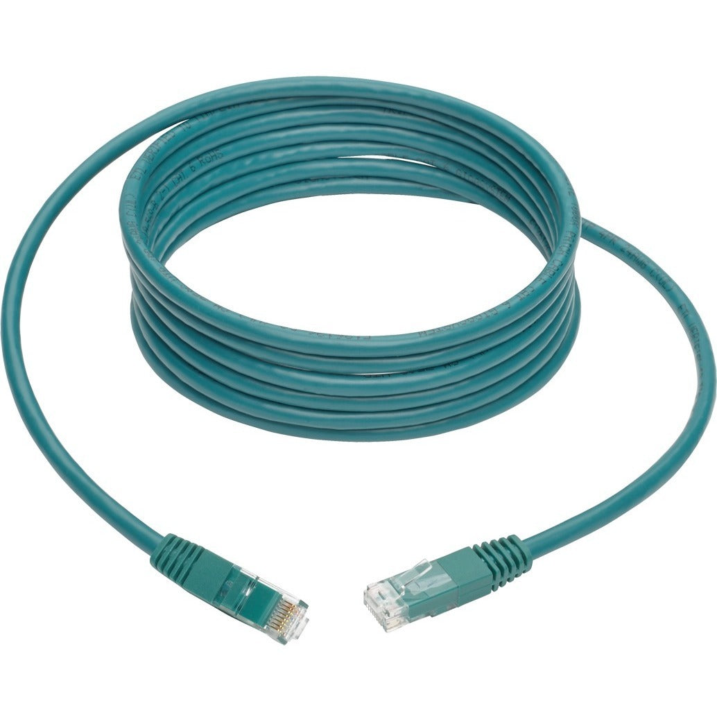 Tripp Lite 10ft Cat6 Gigabit Molded Patch Cable RJ45 M/M 550MHz 24AWG Green - Category 6 for Network Device, Router, Modem, Blu-ray Player, Printer, Computer - 128 MB/s - Patch Cable - 10 ft - 1 x RJ-... - N200-010-GN
