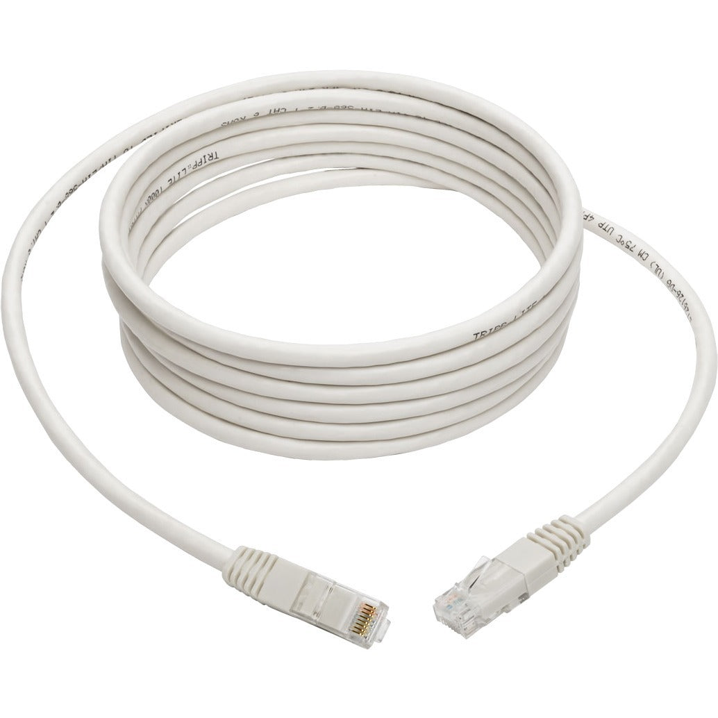 Tripp Lite 10ft Cat6 Gigabit Molded Patch Cable RJ45 M/M 550MHz 24AWG White - Category 6 for Network Device, Router, Modem, Blu-ray Player, Printer, Computer - 128 MB/s - Patch Cable - 10 ft - 1 x RJ-... - N200-010-WH