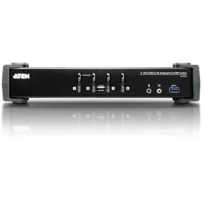 ATEN 4-Port USB 3.0 4K DisplayPort KVMP Switch-TAA Compliant - 4 Computer(s) - 1 Local User(s) - 4096 x 2160 - 8 x USB - 5 x DisplayPort - CS1924