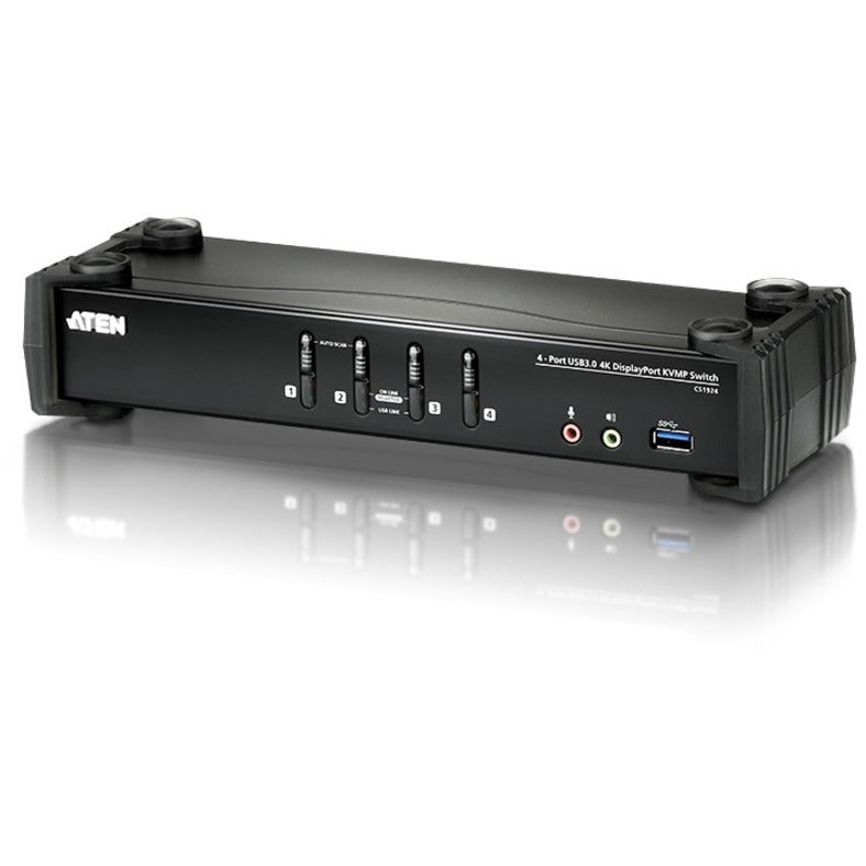 ATEN 4-Port USB 3.0 4K DisplayPort KVMP Switch-TAA Compliant - 4 Computer(s) - 1 Local User(s) - 4096 x 2160 - 8 x USB - 5 x DisplayPort - CS1924