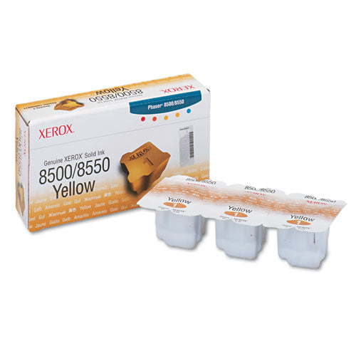 XEROX  Solid Ink Stick, 3,100 Page-Yield, Yellow, 3/Box - 108R00671
