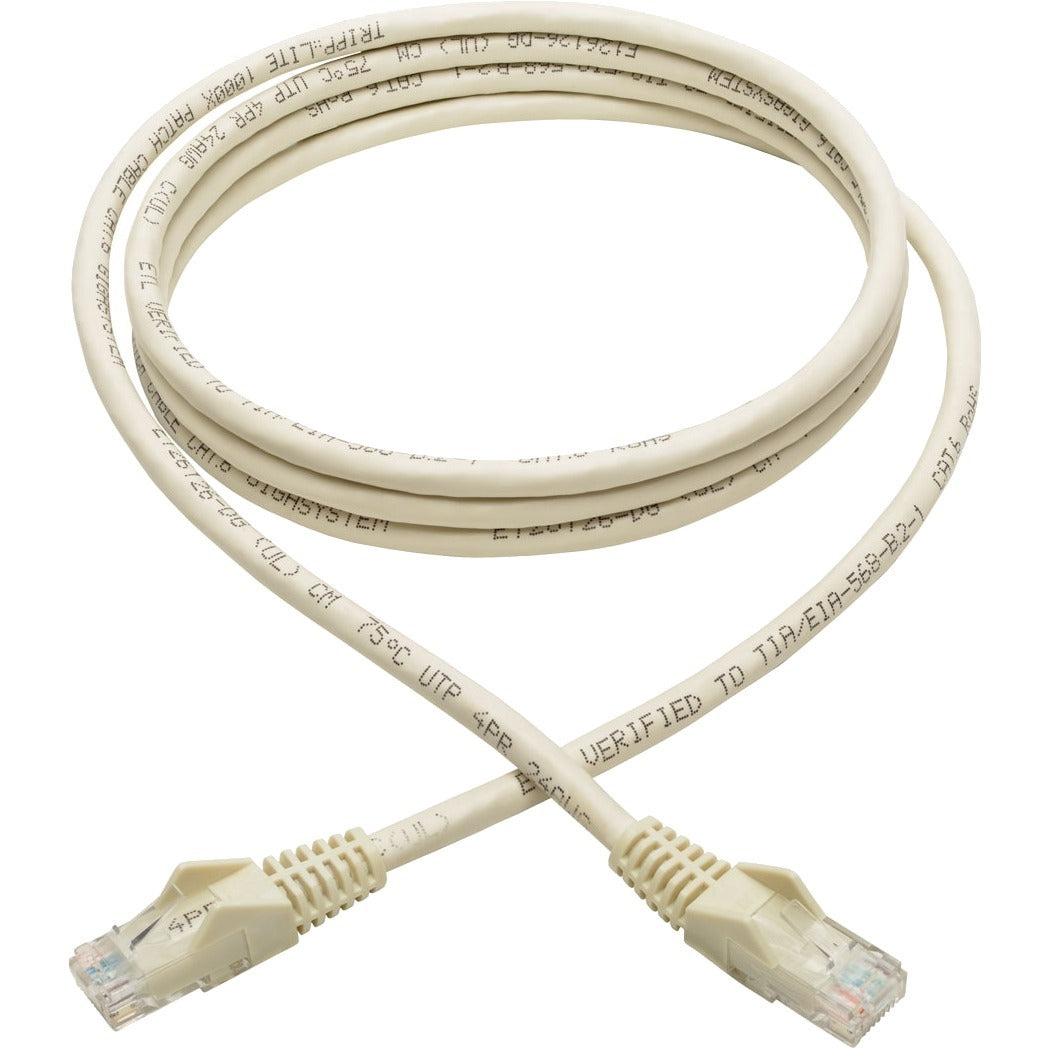 Tripp Lite 6ft Cat6 Snagless Molded Patch Cable UTP White RJ45 M/M 6' - Category 6 for Switch, Hub, Network Device, Router, Modem, Server, Network Adapter - 128 MB/s - Patch Cable - 6 ft - 1 x RJ-45 M... - N201-006-WH