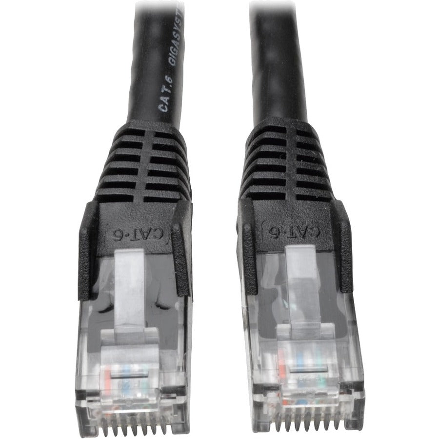 Tripp Lite Cat6 GbE Gigabit Ethernet Snagless Molded Patch Cable UTP Black RJ45 M/M 35ft 35' - Category 6 for Network Adapter, Network Device, Router, Server, Modem, Hub, Switch - 128 MB/s - Patch Cab - N201-035-BK