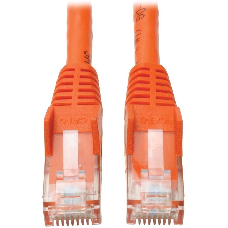 Tripp Lite Cat6 GbE Gigabit Ethernet Snagless Molded Patch Cable UTP Orange RJ45 M/M 50ft 50' - Category 6 for Network Adapter, Network Device, Router, Server, Modem, Hub, Switch - 128 MB/s - Patch Ca - N201-050-OR