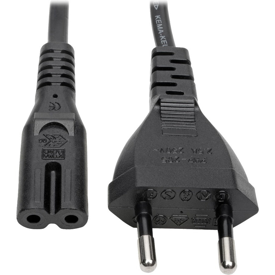 Tripp Lite 2-Prong Europlug Computer Power Cord, 2.5A (C7 to CEE 7/16), 6 f - 250 V AC2.50 A - Black - 6 ft Cord Length - Europe, Middle East, Russia, South America, Africa, Asia - P059-006