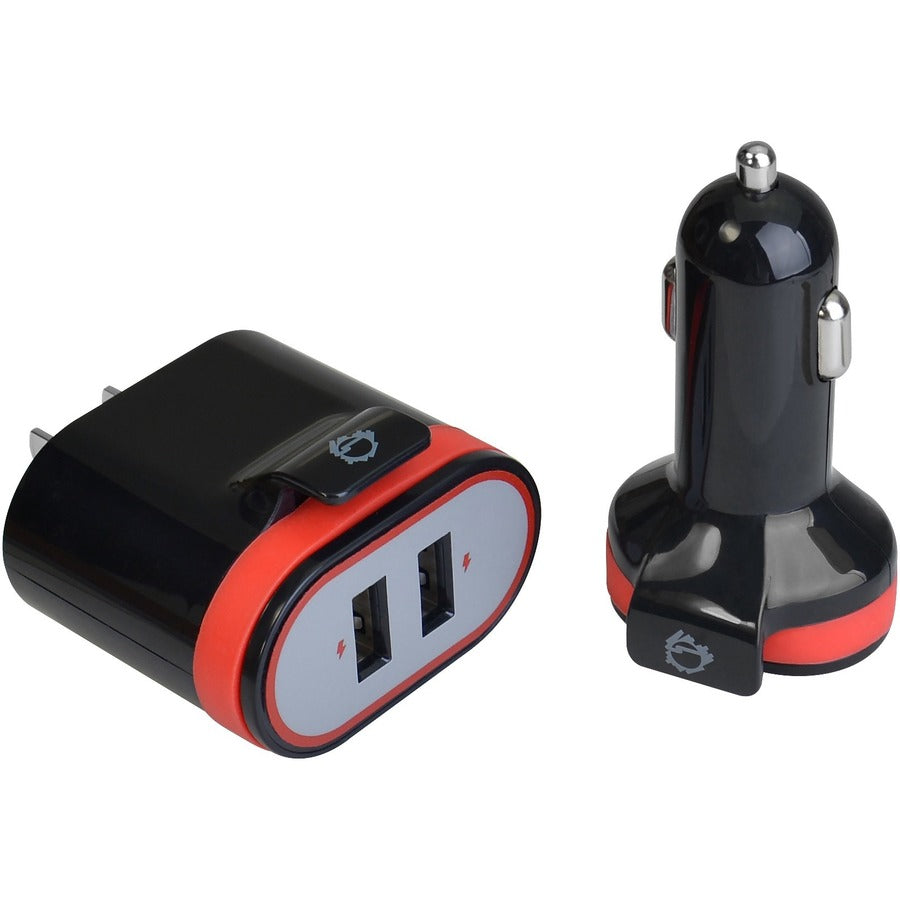 SIIG Fast Charging USB Wall Charger & Car Charger Bundle Pack - Black - 12 V DC, 120 V AC, 230 V AC, 24 V DC Input - 5 V DC/3.40 A Output - AC-PW1A12-S1