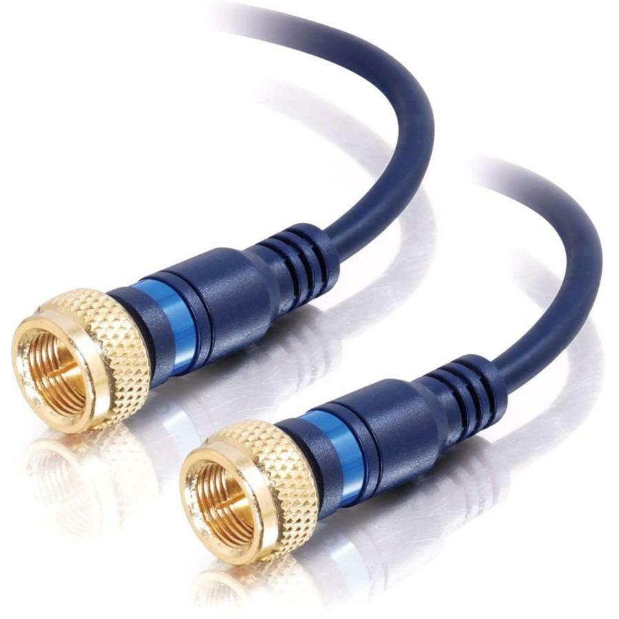C2G 12ft Velocity Mini-Coax F-Type Cable - F Connector - F Connector - 12ft - Blue - 27228