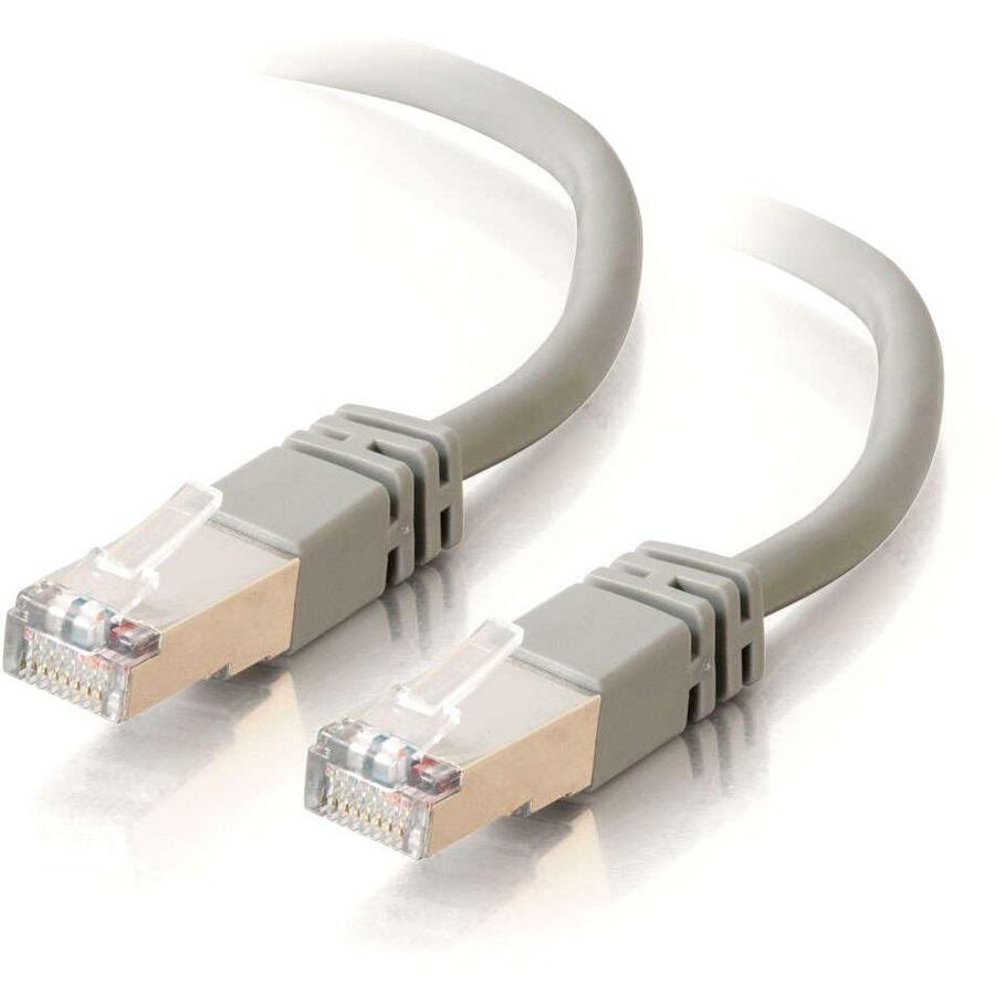 C2G-10ft Cat5e Molded Shielded (STP) Network Patch Cable - Gray - Category 5e for Network Device - RJ-45 Male - RJ-45 Male - Shielded - 10ft - Gray - 27255