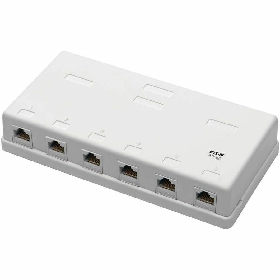 Tripp Lite Cat6 Surface-Mount Box 6-Port Unshielded 110 IDC Punchdown RJ45 - White - Acrylonitrile Butadiene Styrene (ABS) - 6 x RJ-45 Port(s) - N236-006-WH