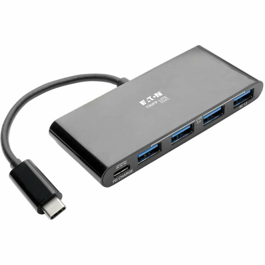 Tripp Lite USB C Hub Adapter w 4x USB-A & USB Type C PD Charging Black - USB Type C - External - 4 USB Port(s) - 4 USB 3.0 Port(s) - PC, Mac - U460-004-4AB-C