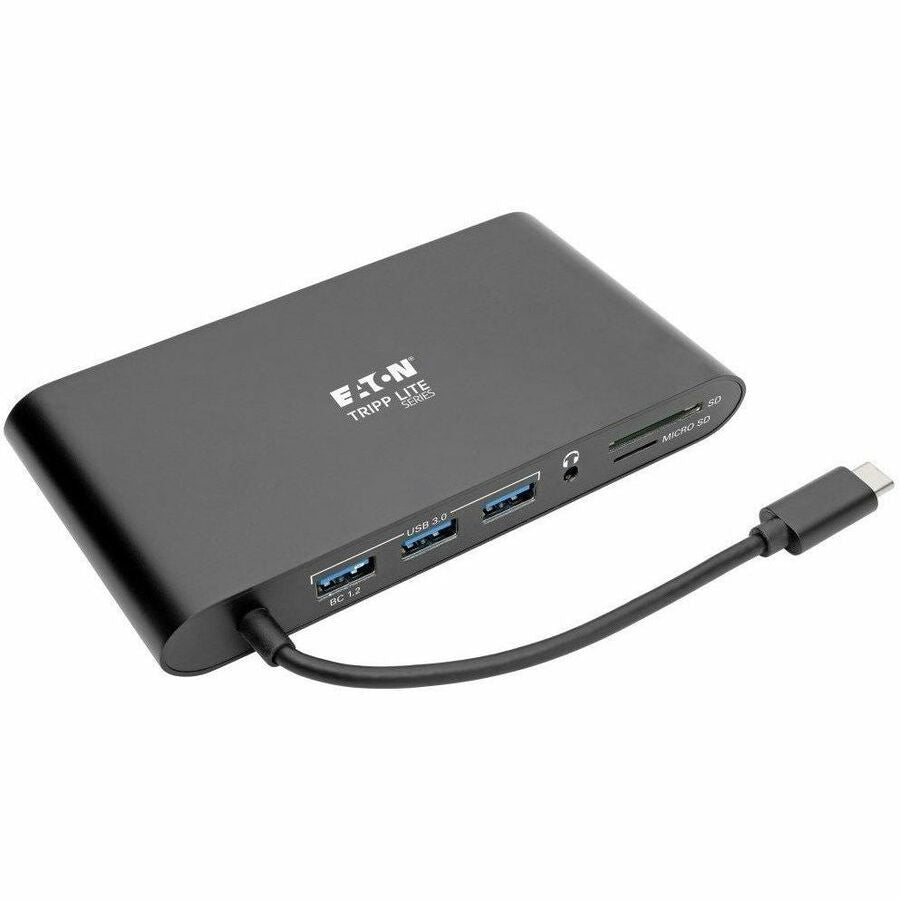 Tripp Lite USB C Docking Station 4k USB Hub HDMI VGA mDP Gbe Charging Black, USB Type C, USB-C, USB Type-C - for Notebook/Tablet PC/Desktop PC/Smartphone - 60 W - USB Type C - 4 x USB Ports - 3 x USB - U442-DOCK1-B