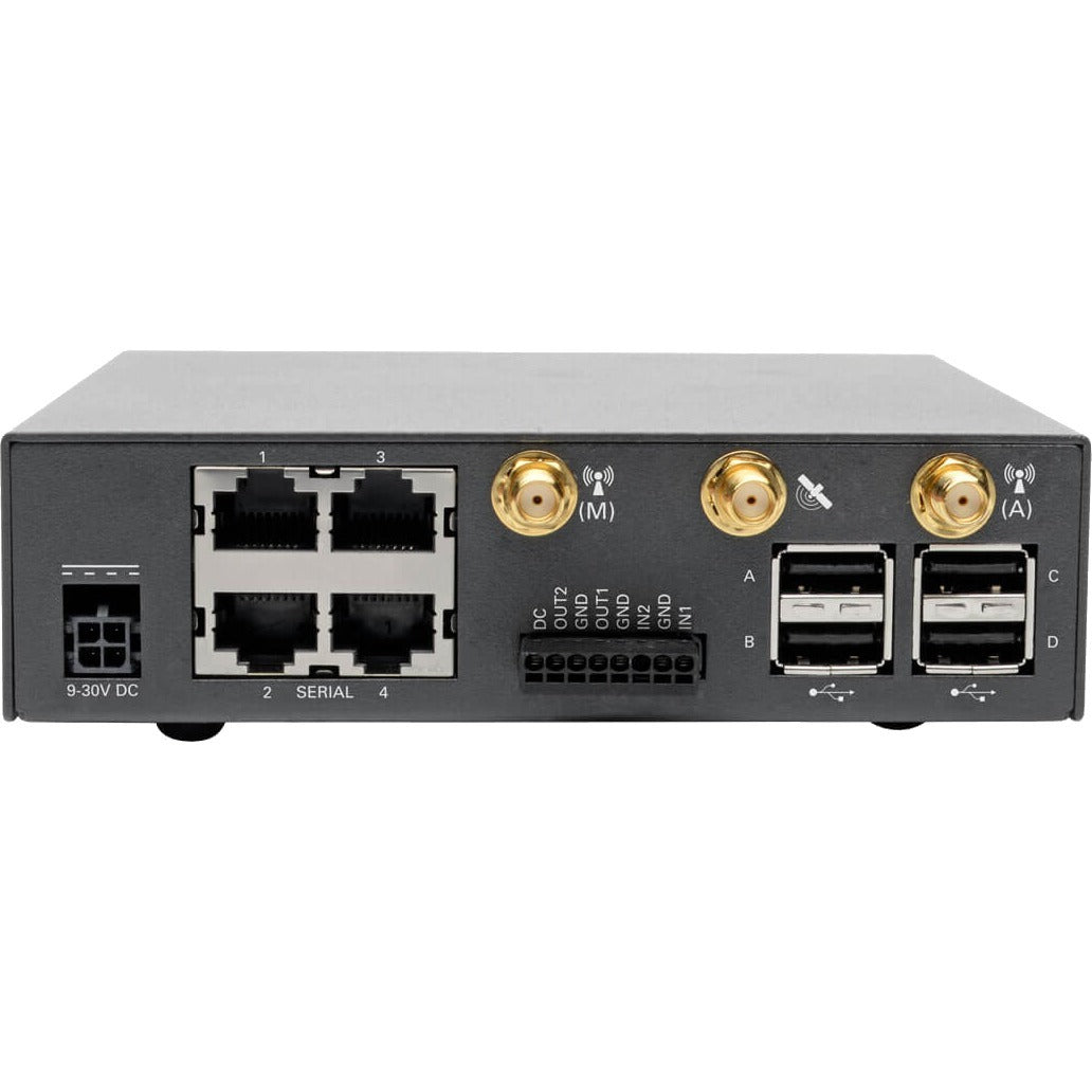 Tripp Lite 4-Port Console Server Cellular Gateway Dual GB NIC & SIM, 4G LTE - Twisted Pair - 2 x Network (RJ-45) - 4 x USB - 4 x Serial Port - 1000Base-X - Gigabit Ethernet - Management Port - Rack-mo - B093-004-2E4U-V