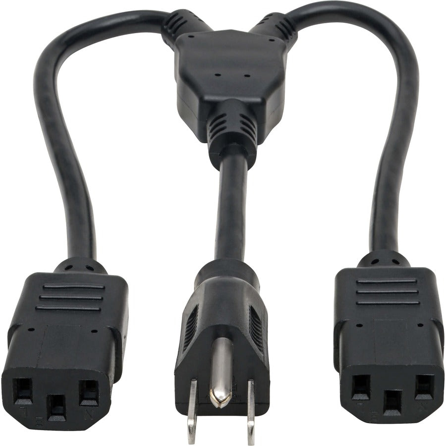Tripp Lite C14 to C13 Splitter PDU Style C14 Male to 2x C13 Female 10A 18in - For Computer, PDU, Monitor, UPS, Printer, Amplifier, Scanner - 120 V AC / 10 A, 230 V AC - Black - North America - P004-18N-2C13