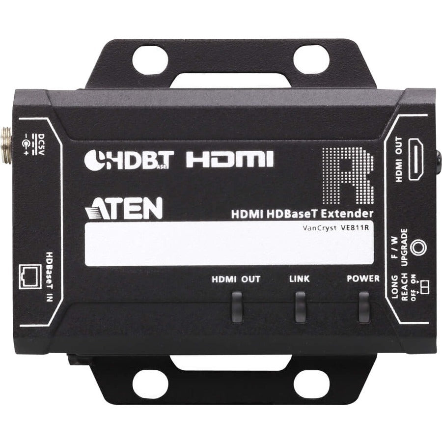 ATEN HDMI HDBaseT Receiver-TAA Compliant - 1 Output Device - 328.08 ft Range - 1 x Network (RJ-45) - 1 x HDMI Out - 4K - 4096 x 2160 - Twisted Pair - Category 6 - Rack-mountable - VE811R