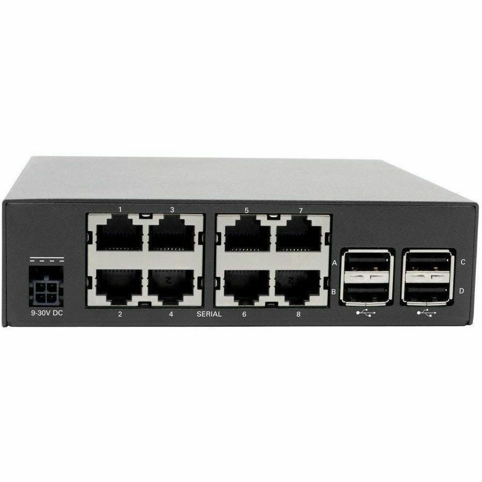 Tripp Lite 8-Port Console Server Built-In Modem Dual GbE NIC Flash Dual SIM - Twisted Pair - 4 x Network (RJ-45) - 4 x USB - 8 x Serial Port - Network (RJ-11) - 1000Base-X - Gigabit Ethernet - Managem - B093-008-2E4U-M