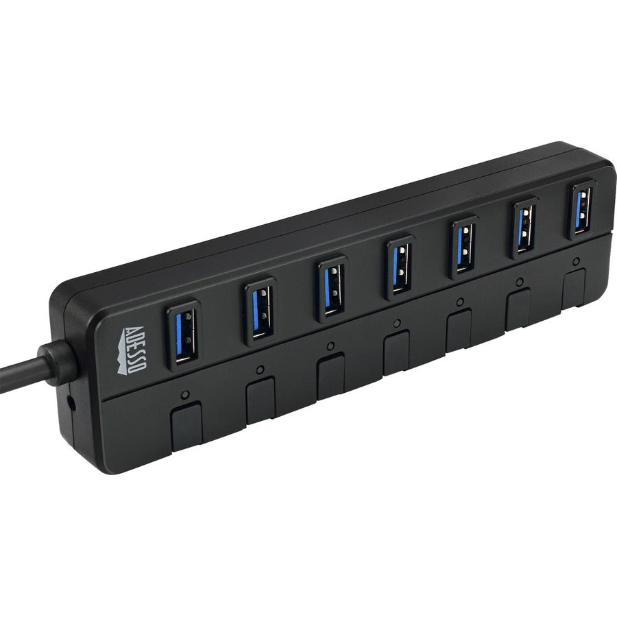 Adesso 7-ports USB 3.0 Hub with 5V2A Power Adaptor - USB - External - 7 USB Port(s) - 7 USB 3.0 Port(s) - PC, Mac - AUH-3070P
