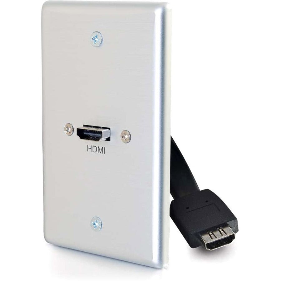 C2G HDMI Wall Plate - Single Gang - 1-gang - Aluminum - Aluminum, Polyvinyl Chloride (PVC) - 1 x HDMI Port(s) - 39870