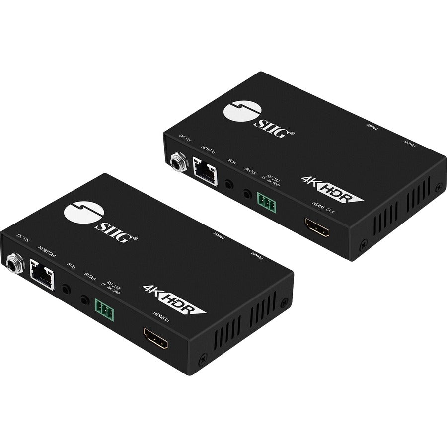 SIIG 4K HDR HDMI 2.0 HDBaseT Extender Over Single Cat5e/6 with RS-232 & IR - 100m - Bi-directional IR Sensors - TAA Compliant - CE-H23311-S1