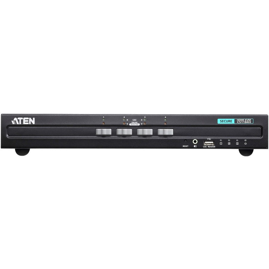 ATEN 4-Port USB HDMI Secure KVM Switch (PSS PP v3.0 Compliant)-TAA Compliant - 4 Computer(s) - 1 Local User(s) - 3840 x 2160 - 2 x PS/2 Port - 11 x USB - 5 x HDMI - Desktop - CS1184H