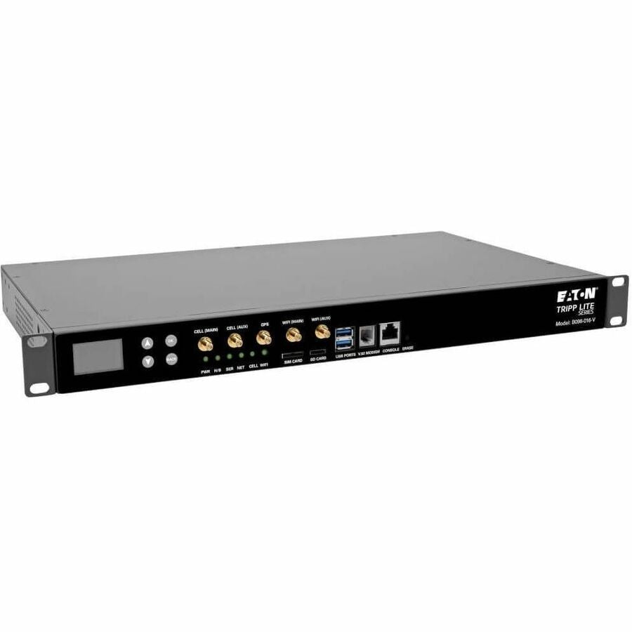 Tripp Lite 16-Port Console Server, USB Ports (2) - 4G LTE, Dual GbE NIC, 16Gb Flash, SD Card, Wi-Fi, Desktop/1U Rack, TAA - Twisted Pair - 2 x Network (RJ-45) - 2 x USB - 16 x Serial Port - 10/100/100... - B098-016-V